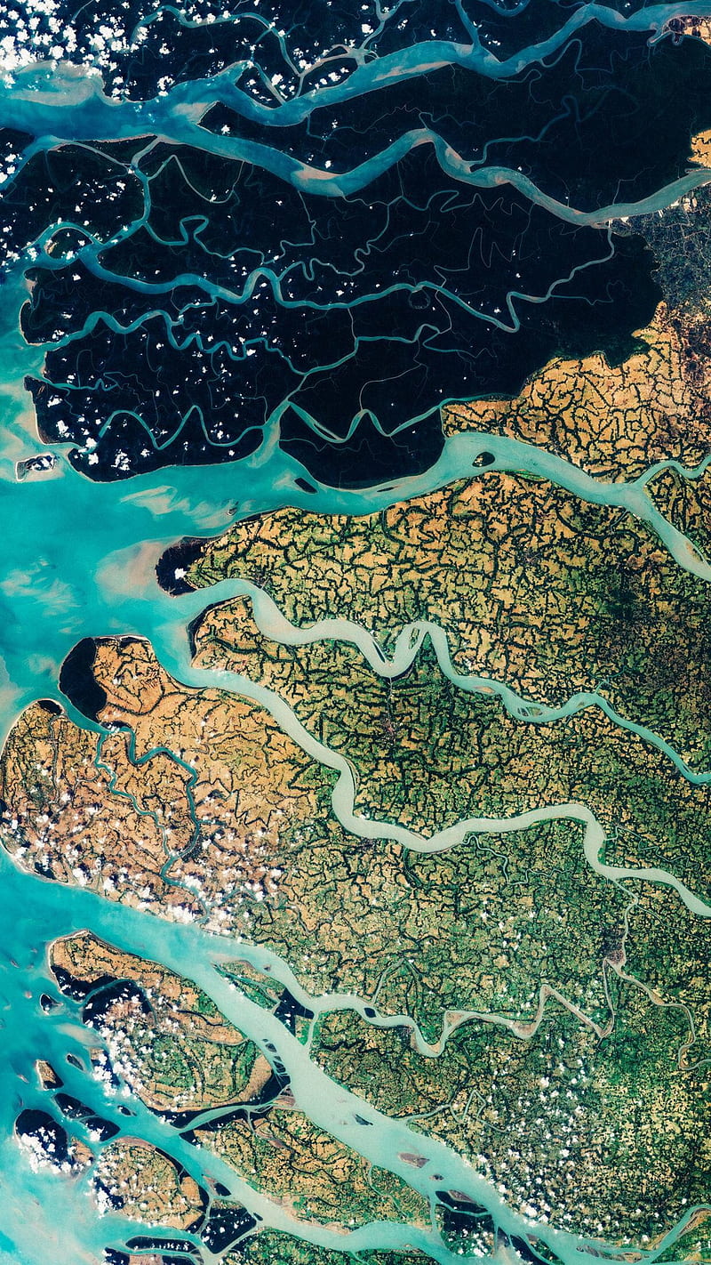 vertical, landscape, aerial view, river, river delta, HD phone wallpaper