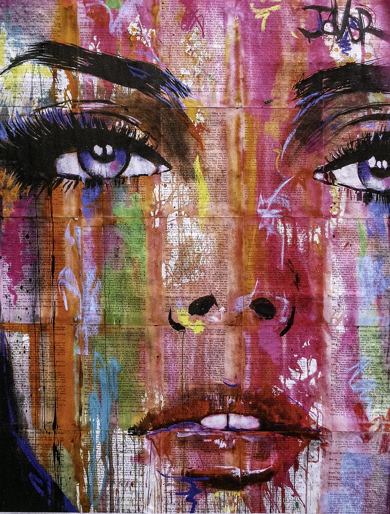 woman's face graffiti, HD phone wallpaper