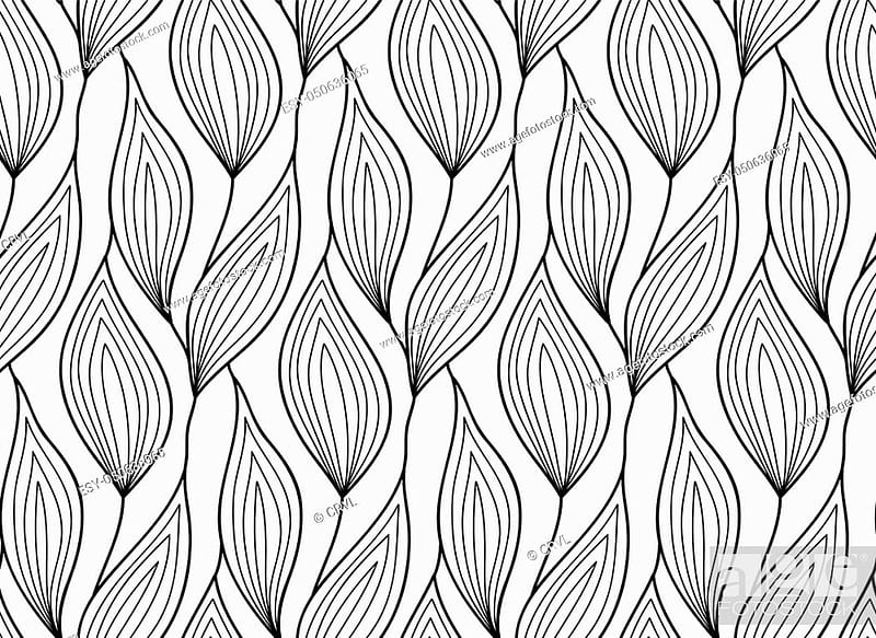 Abstract Vector Seamless Floral Background Of Doodle Hand Drawn Lines, Stock Vector, Vector And Low Budget Royalty . Pic. ESY 050636065, Black and White Abstract Floral, HD wallpaper