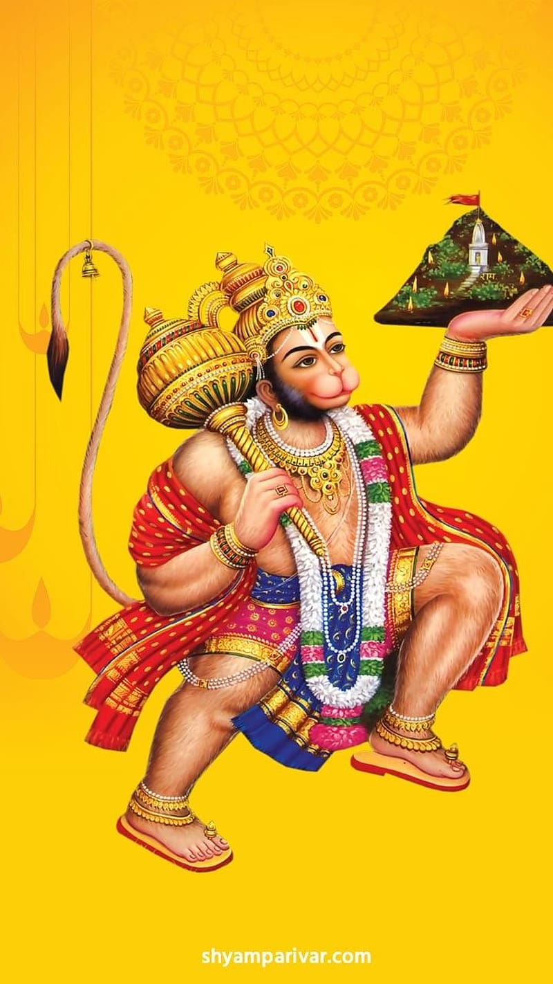 Lord Hanuman, devotional, bhakti, yellow background, HD phone wallpaper