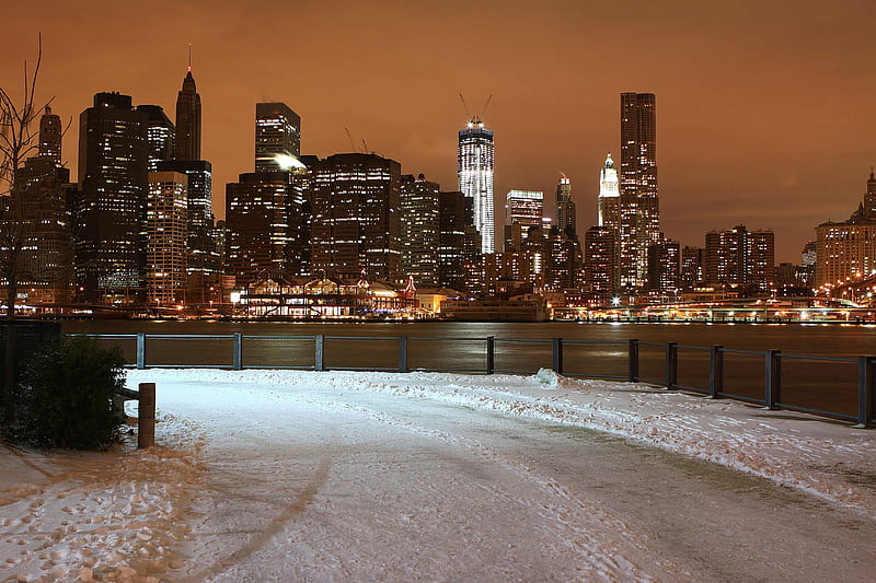 Under a White Blanket, Cityscapes, New York, Snow, Evenings, Nature, Winter, HD wallpaper