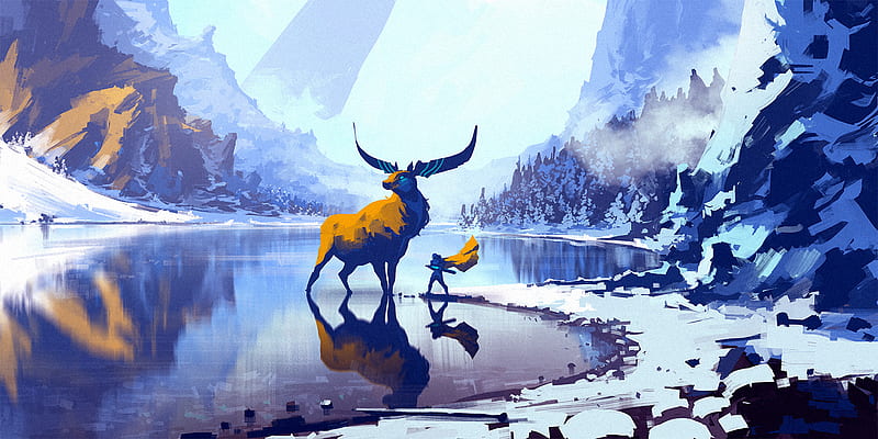 Deer Trap, deer, artist, artwork, digital-art, artstation, HD wallpaper