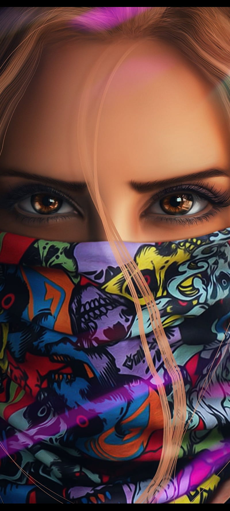 Brown eyes, 2021, girl, mask, nice, people, smile, HD phone wallpaper
