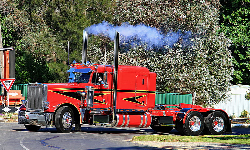 soot trail, up in smoke.........., big rigs, truck, 18wheelers, custom trucks, HD wallpaper