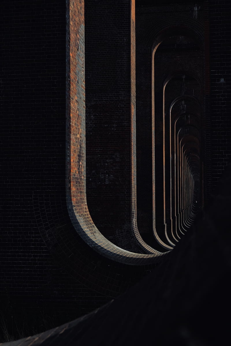 arch, building, perspective, bricks, HD phone wallpaper