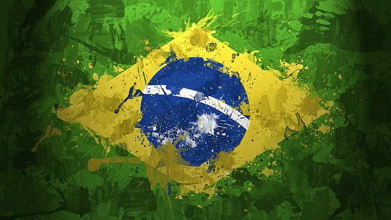 Brasil Paint, brazil, green, paint, brazil, yellow, flag, blue, HD wallpaper