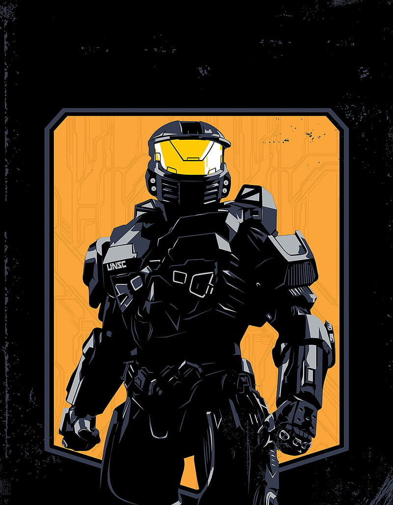 Spartan II, Halo, video games, science fiction, video game art, yellow, vertical, Spartans (Halo), HD phone wallpaper