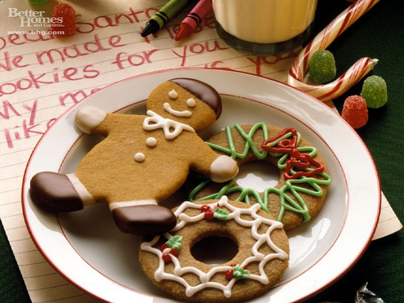Christmas Cookies, cookies, cut out cookies, holiday cookies, gingerbread man, HD wallpaper