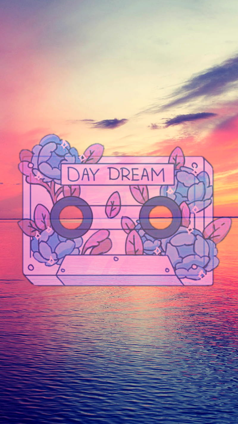 Day dream, background, cassette, music, old, pink, purple, tape, vintage, HD phone wallpaper