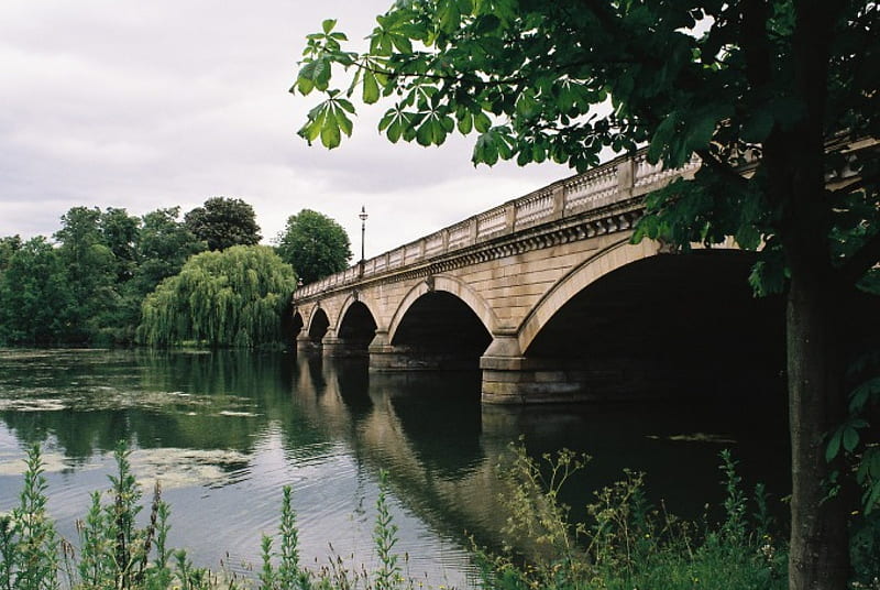 Bridge over the Serpentine, water, park, london, bridges, HD wallpaper