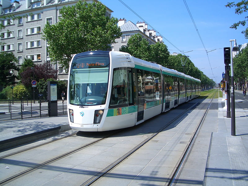 tramway de paris, building, paris, tram, street, HD wallpaper