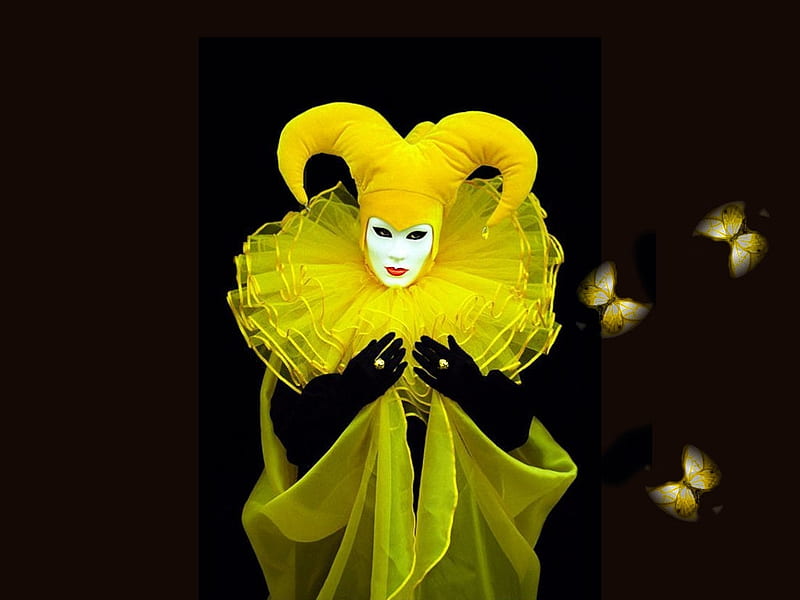 Yellow Venitian Costume, yellow pink attire, surreal creative art, the ...