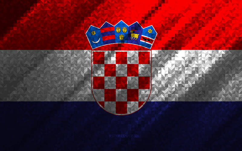 Flag of Croatia, multicolored abstraction, Croatia mosaic flag, Europe, Bulgaria, mosaic art, Croatia flag, HD wallpaper