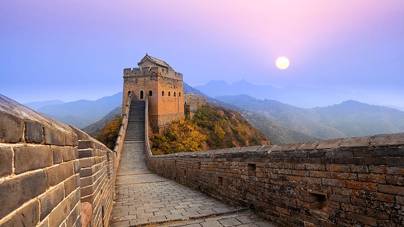 Tourist Attraction Great Wall Sunrise Scenery, HD wallpaper