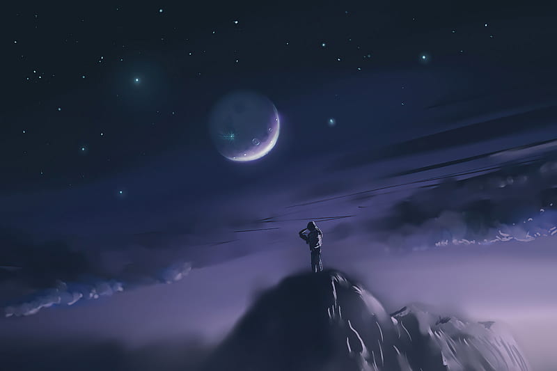 Men, Alone, Man, Moon, Night, HD wallpaper | Peakpx