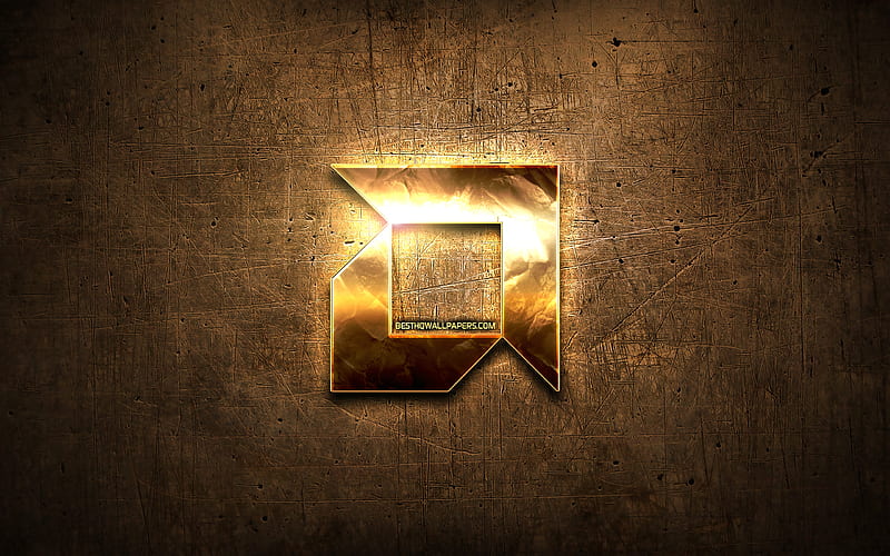 AMD golden logo, artwork, brown metal background, creative, AMD logo, brands, AMD, HD wallpaper