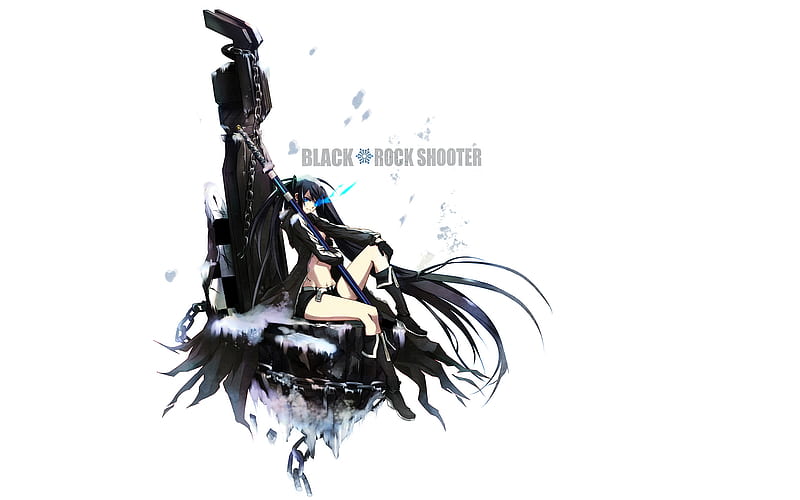 Detached from the rest of the world, blue flame, railgun, anime, black rock shooter, katana, black outfit, brs, HD wallpaper