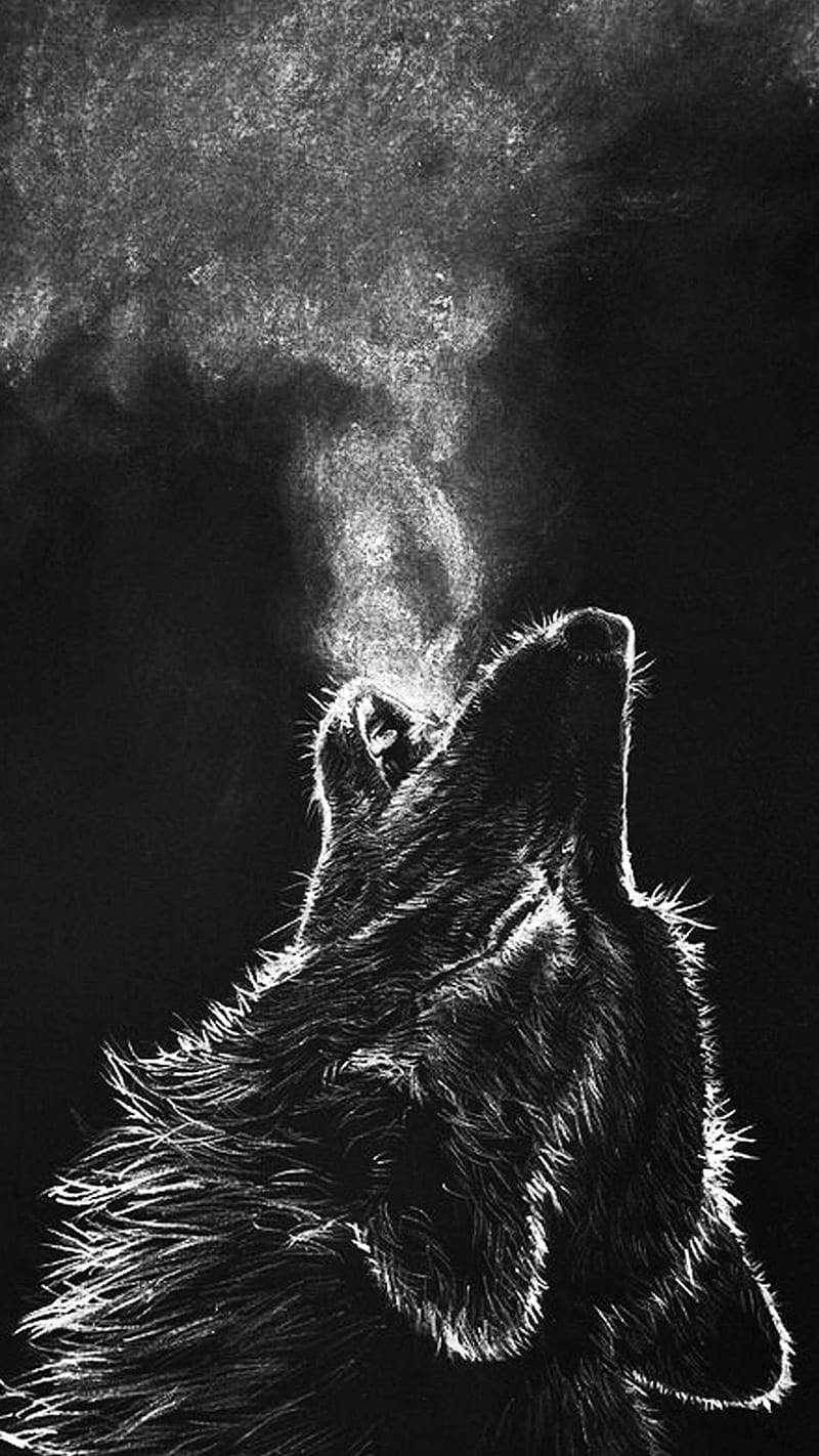 Wolf smoke, howl, lone, moon, nature, HD phone wallpaper