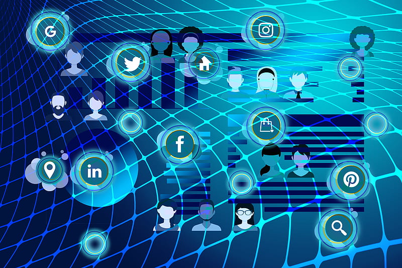 social media logos, connection, network, Technology, HD wallpaper