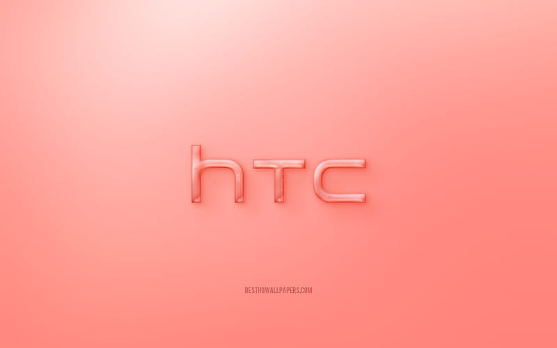 HTC 3D logo, red background, HTC jelly logo, HTC emblem, creative 3D art, HTC, HD wallpaper