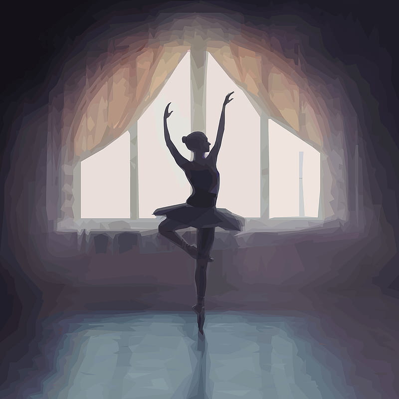 artwork, ballerina, ballet, window frames, backlighting, HD phone wallpaper