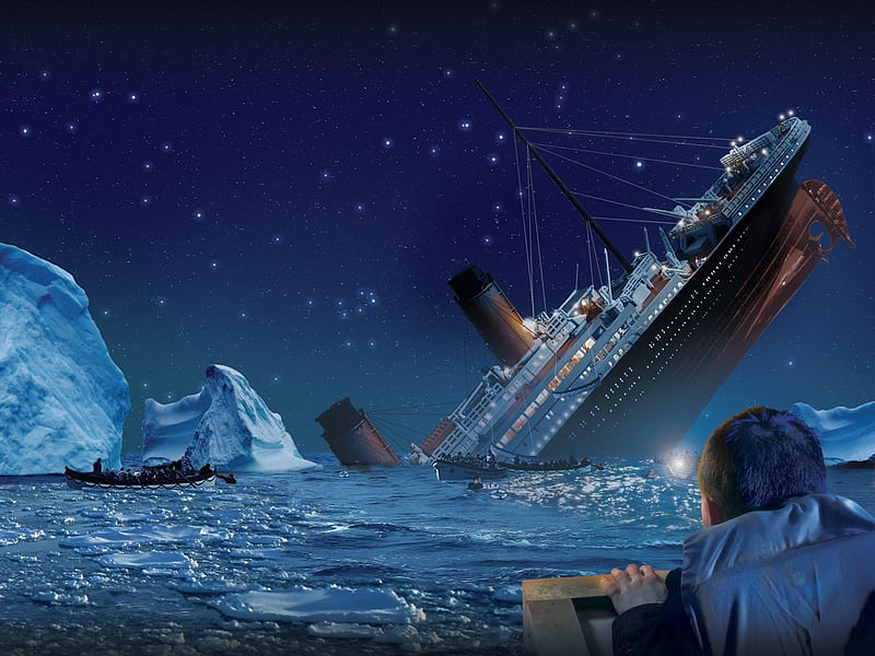 RMS Titanic, Survivors, ocean, iceberg, Fantasy, RMS, wreck, boat, water, ship, 1912, Titanic, HD wallpaper