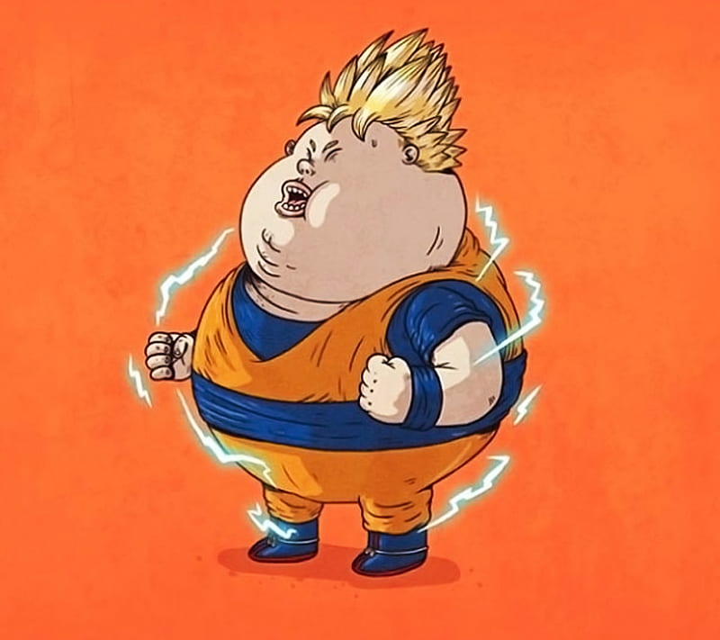 Goku Fat, desenho, dragon ball, illustration, HD wallpaper