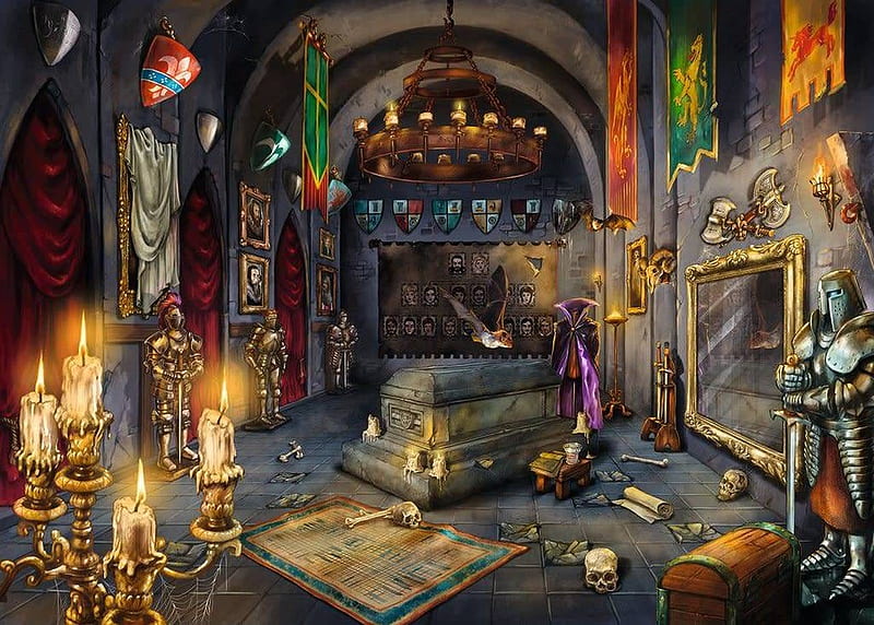 :), candle, armor, coffin, fantasy, halloween, vampire, stuff, room, HD wallpaper