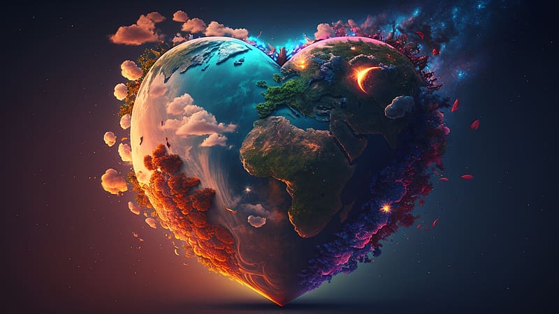 Heart Shaped Earth Illustration, HD wallpaper