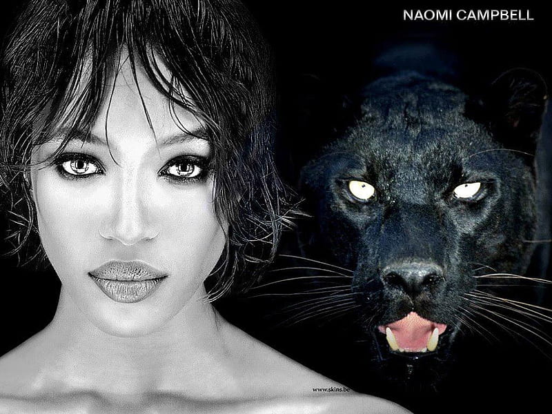 naomi-campbell, model, naomi campbell, big lips, abstract, panther, nice mouth, HD wallpaper