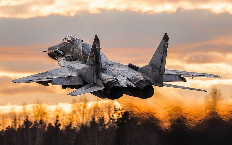 MiG-29, Russian fighter, Russian Air Force, military aircraft, take-off of aircraft, MiG-29SMT, Fulcrum, HD wallpaper