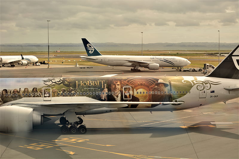 Air New Zealand, aircraft, plane, fly, airport, Hobbit, HD wallpaper