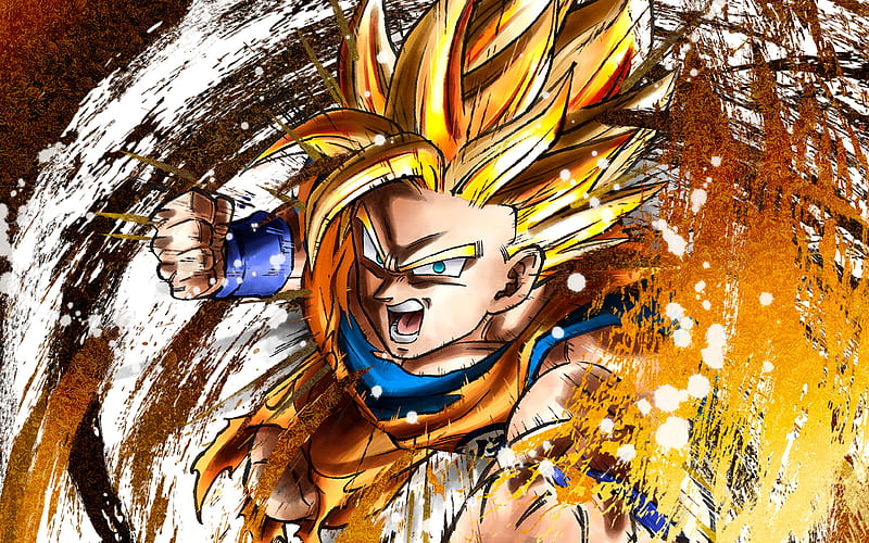 Goku, grunge, Dragon Ball FighterZ, fan art, vortex, DBZF, Dragon Ball, HD wallpaper