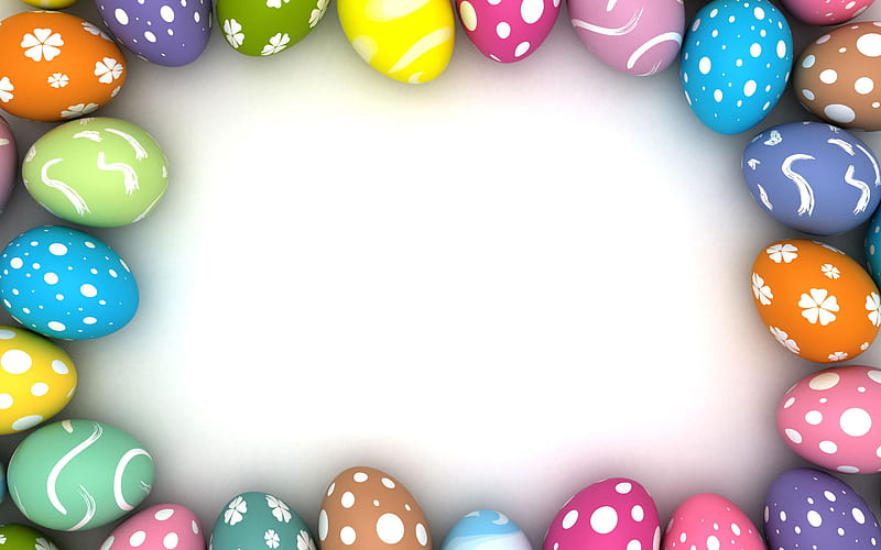 Easter eggs frames, creative, Easter concepts, Easter eggs on white background, background with Easter eggs, Easter, HD wallpaper