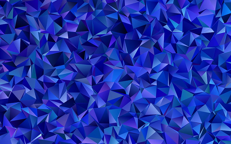 blue triangles abstraction background, blue geometric background, triangles, HD wallpaper