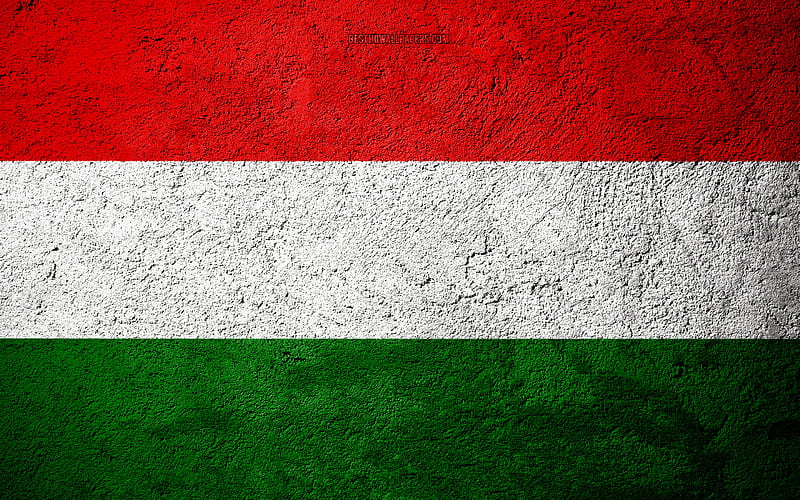 Flag of Hungary, concrete texture, stone background, Hungary flag, Europe, Hungary, flags on stone, HD wallpaper