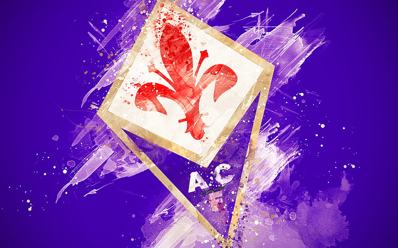 ACF Fiorentina paint art, creative, Italian football team, Serie A, logo, emblem, purple background, grunge style, Florence, Italy, football, Fiorentina FC, HD wallpaper