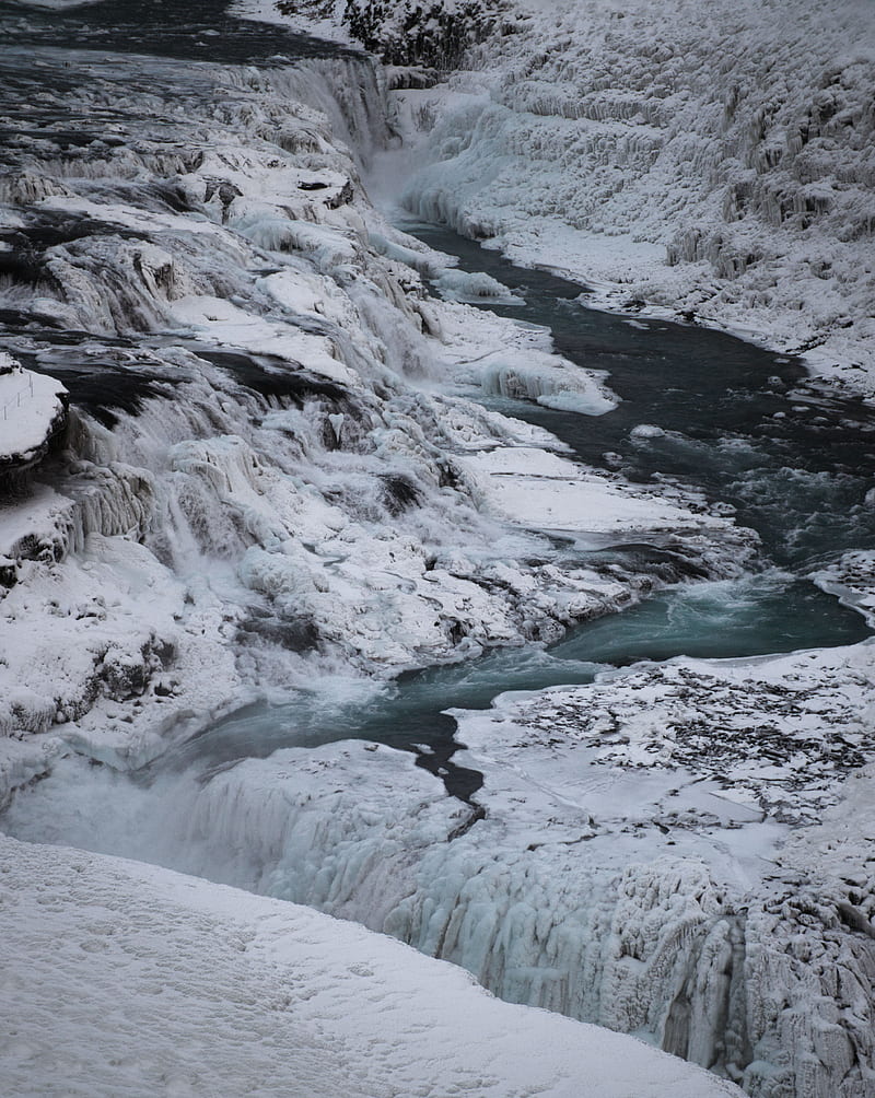 river, rocks, ice, winter, landscape, HD phone wallpaper