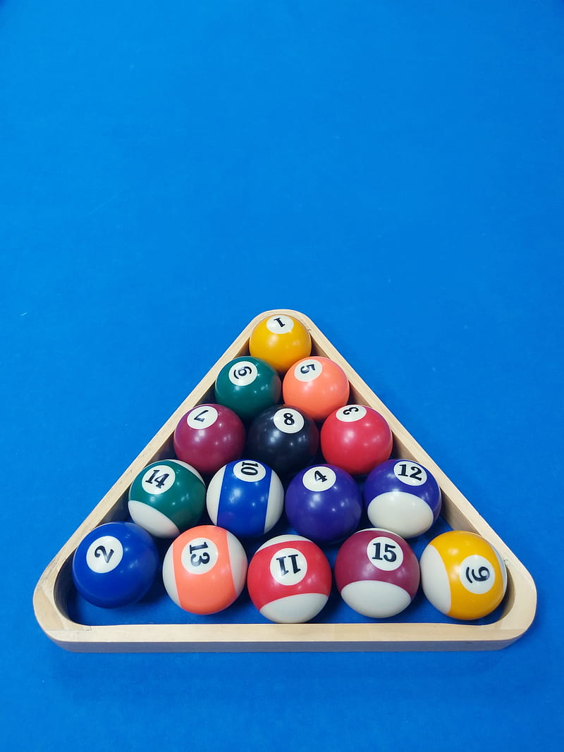 Billiards, billiards board, 8ball, 8ball pool, pool game, blue background, ball , dots, color dots, HD phone wallpaper