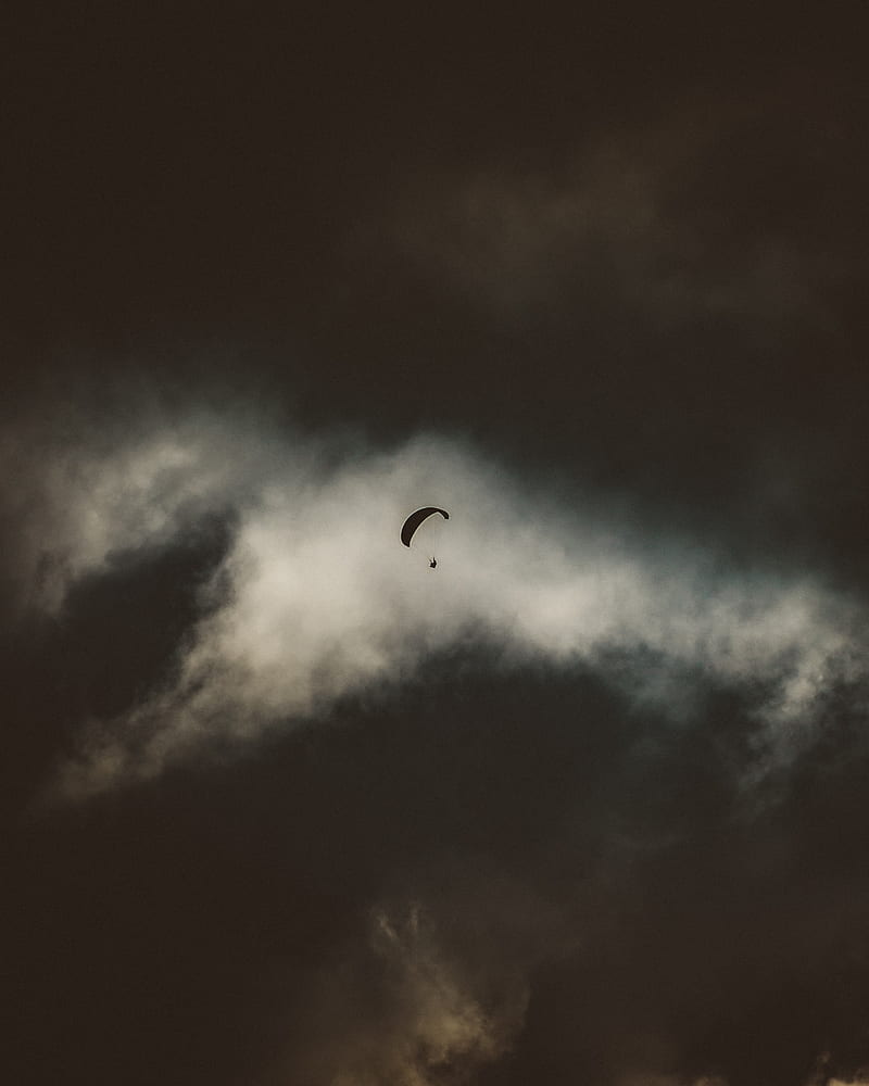 paragliding, sky, flight, cloudy, HD phone wallpaper