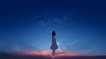 Anime fly sky light dress long hair original sun girl beauty wallpaper, 3200x1800, 815915