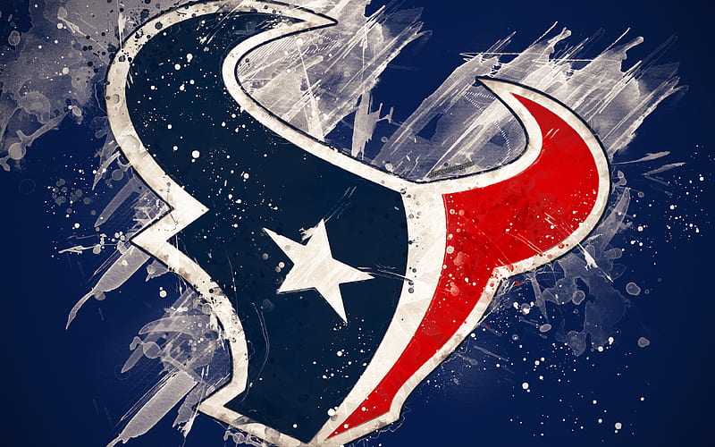 Houston Texans logo, grunge art, American football team, emblem, blue background, paint art, NFL, Houston, Texas, USA, National Football League, creative art, HD wallpaper