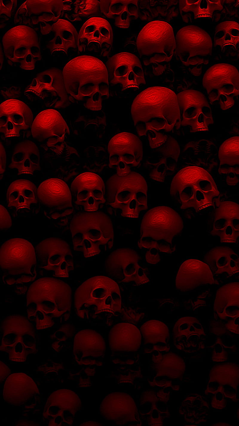 Red Skullpaper, red skulls, skull , skulls, HD phone wallpaper