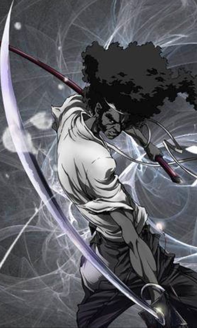 Afro Samurai, big hair, lemonade, pork chop side burns, shiny blade, HD  phone wallpaper | Peakpx