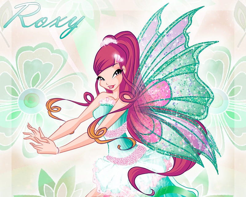 Harmonix Dress Wing Floral Roxy Winx Anime Anime Girl Long Hair Fairy Hd Wallpaper
