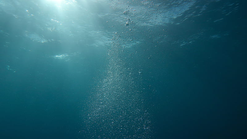 Underwater, aqua, water, deep sea, sea, bubbles, blue, diving, HD wallpaper