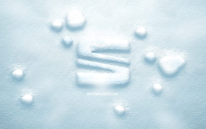 Seat 3D snow logo creative, Seat logo, snow backgrounds, Seat 3D logo, cars brands, Seat, HD wallpaper