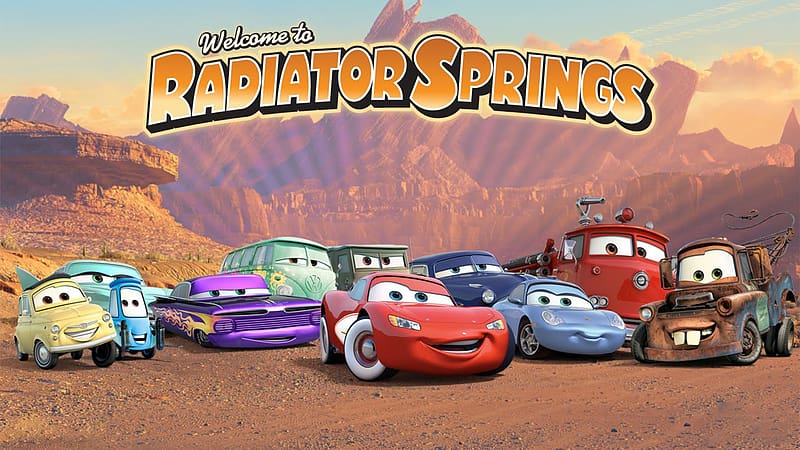 Cars, Car, Movie, Mater (Cars), Lightning Mcqueen, Doc Hudson, Flo (Cars), Luigi (Cars), Ramone (Cars), Sally Carrera, Sarge (Cars), HD wallpaper