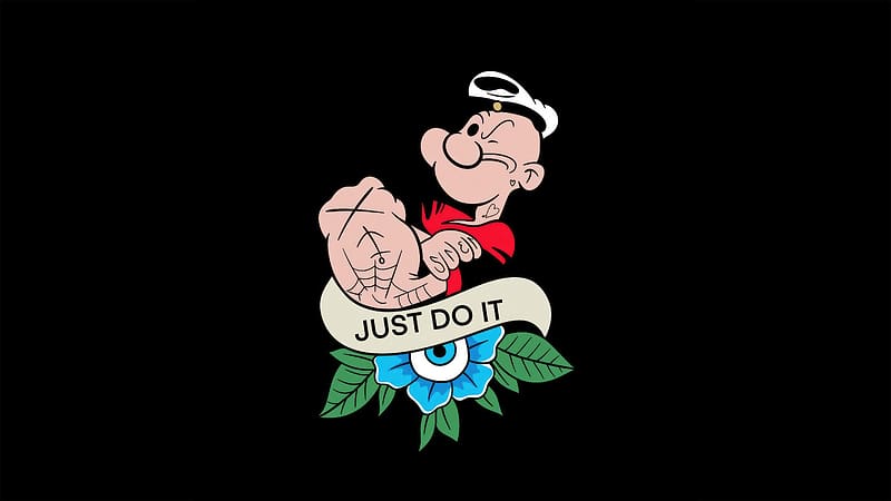 HD wallpaper popeye just do it popeye cartoons dark black oled artist artwork digital art