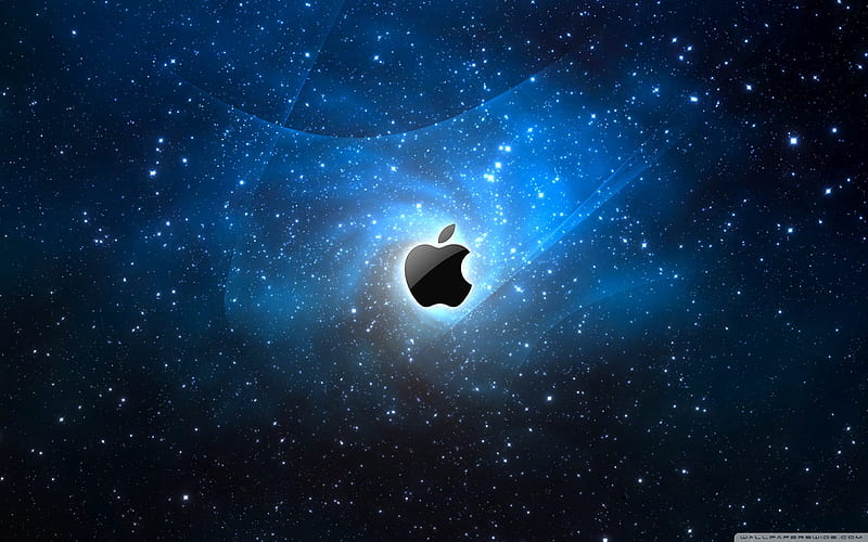 apple galaxy blue-think different apple mac, HD wallpaper